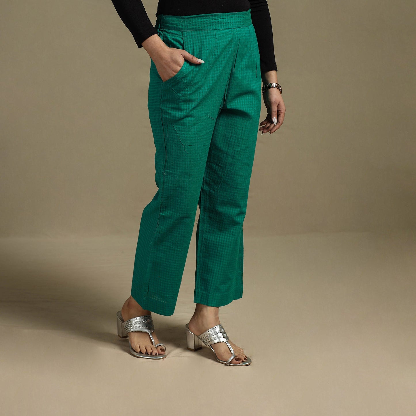 Jacquard weave cotton elasticated palazzo 02 - s