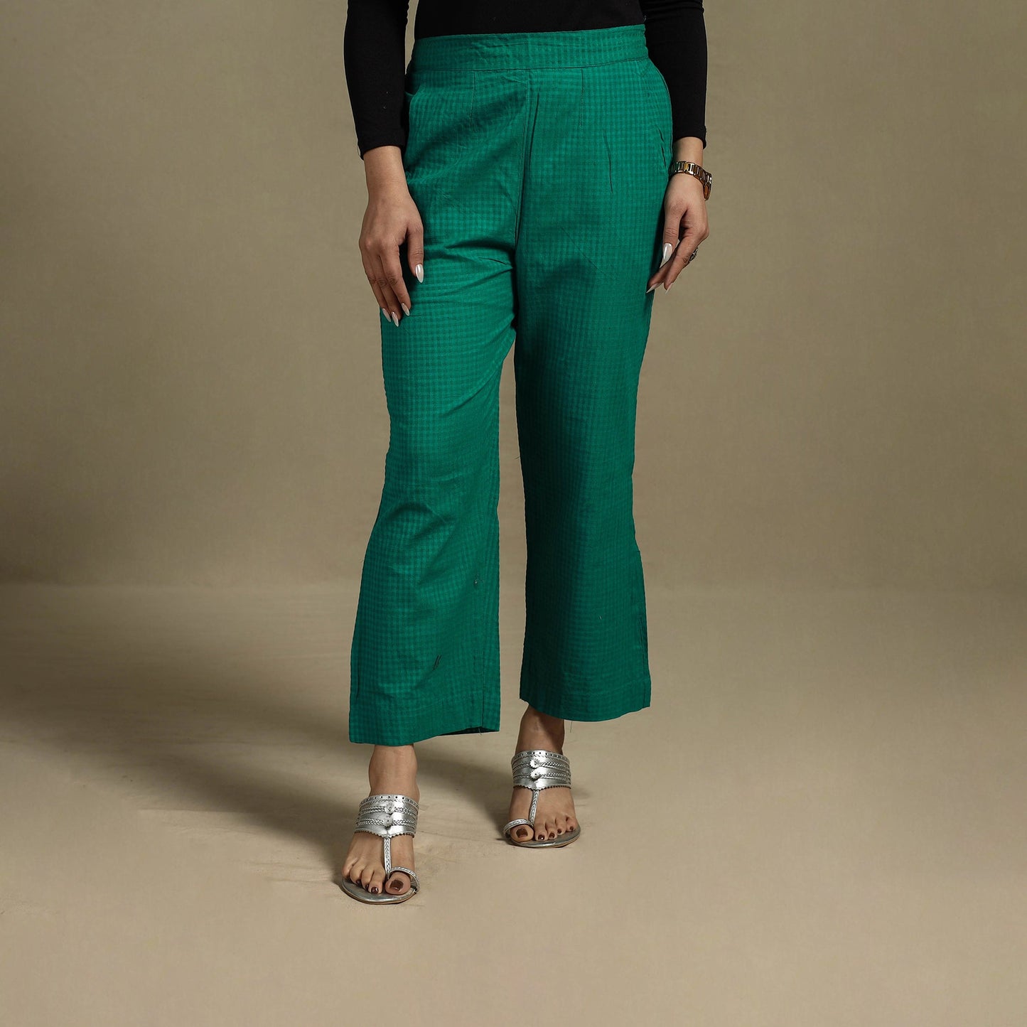 Jacquard weave cotton elasticated palazzo 02 - s
