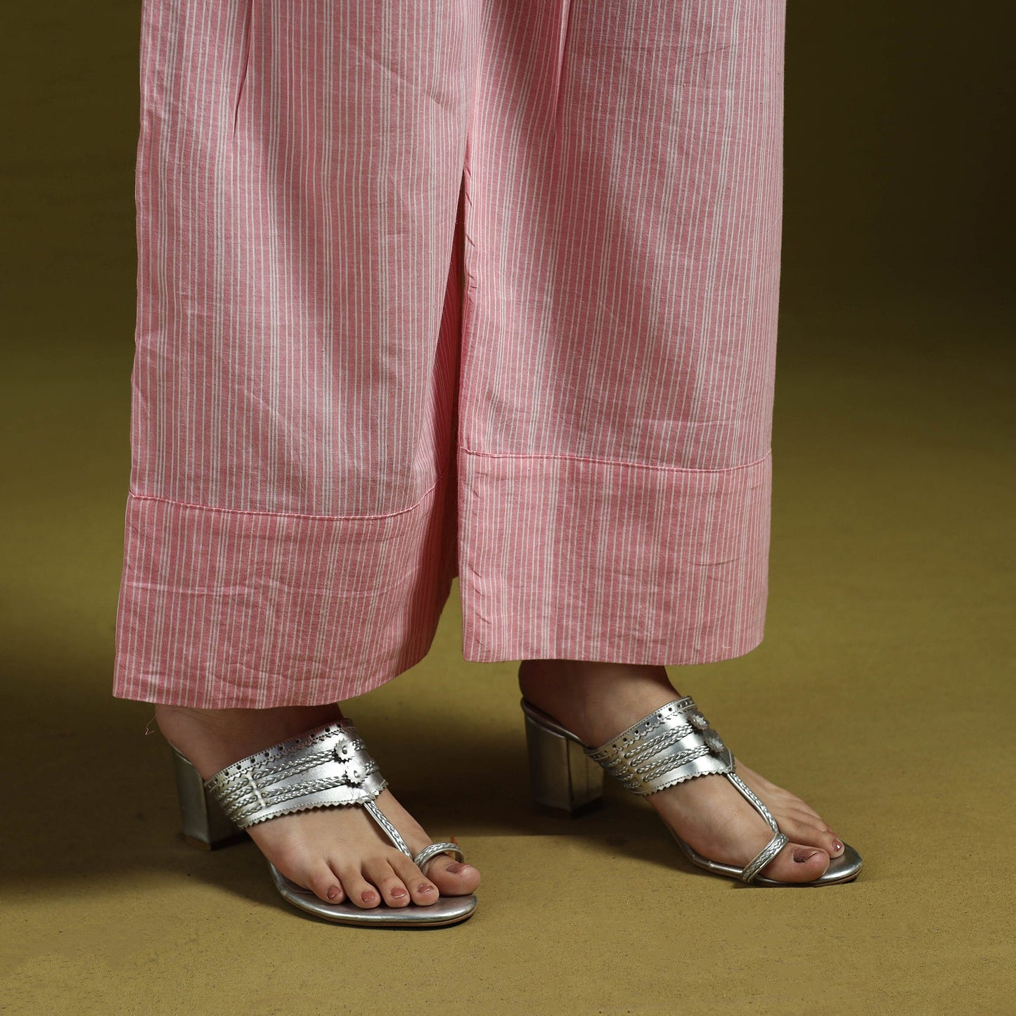 Jacquard weave cotton elasticated palazzo 22 - handcrafted