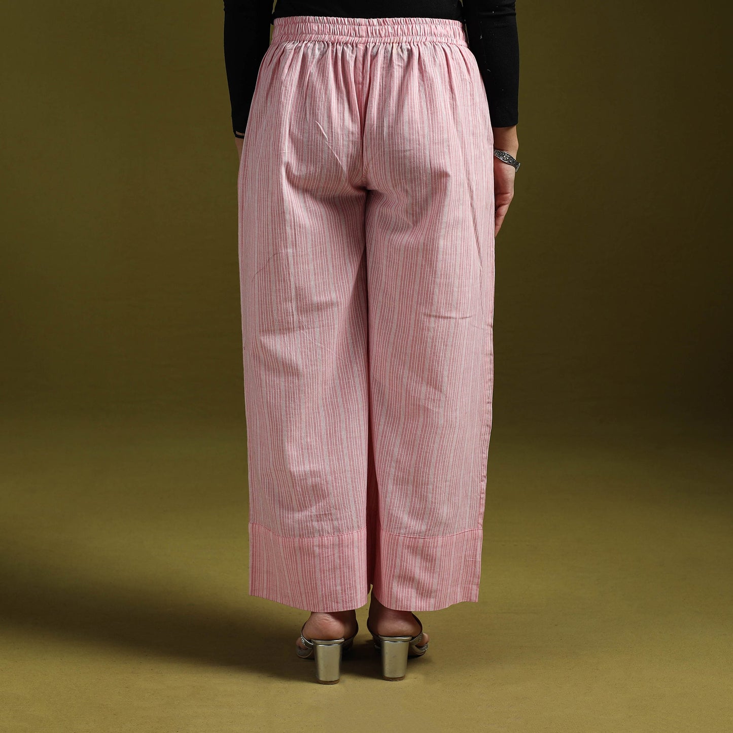 Jacquard weave cotton elasticated palazzo 22 - handcrafted