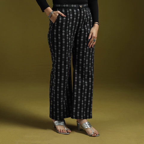 Jacquard weave cotton elasticated palazzo 24 - handcrafted