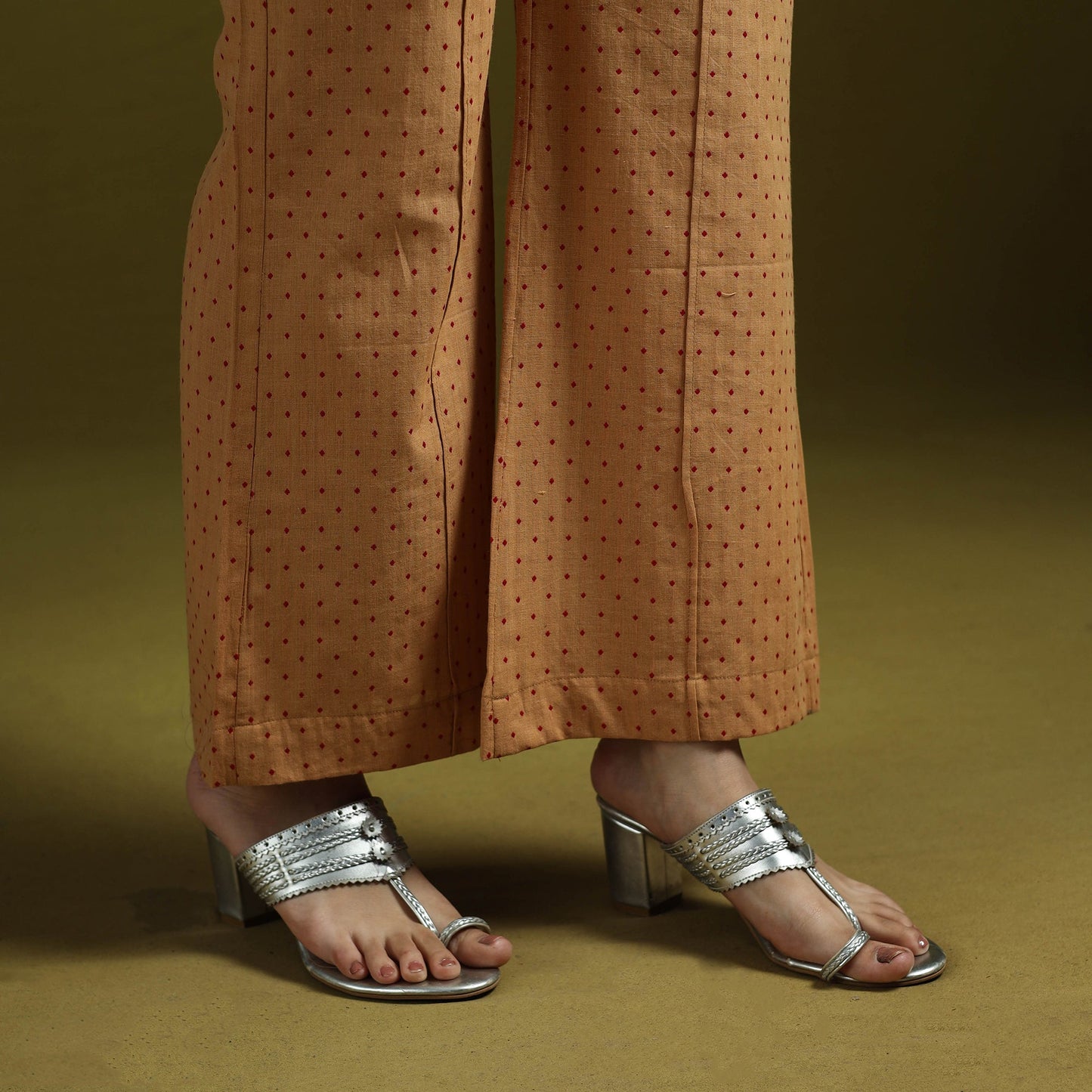 Jacquard weave cotton elasticated palazzo 25 - handcrafted