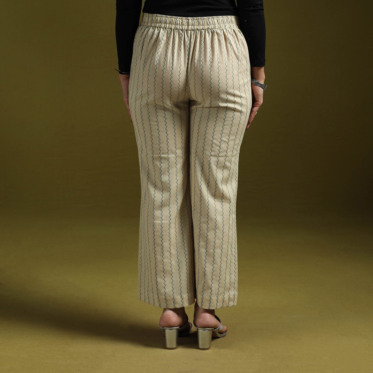 Jacquard weave cotton elasticated palazzo 28 - handcrafted