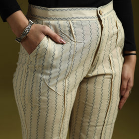 Jacquard weave cotton elasticated palazzo 28 - handcrafted