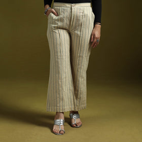 Jacquard weave cotton elasticated palazzo 28 - handcrafted