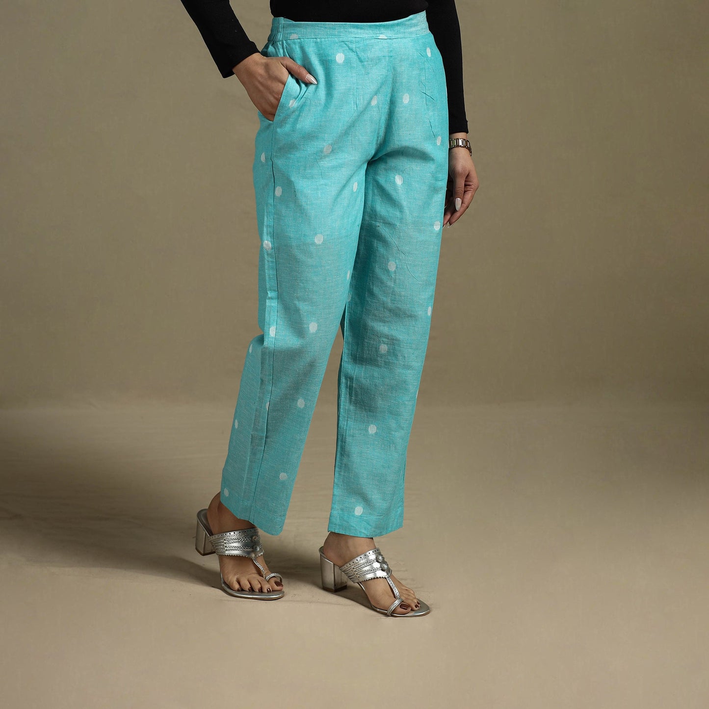 Jacquard weave cotton elasticated palazzo 39 - s