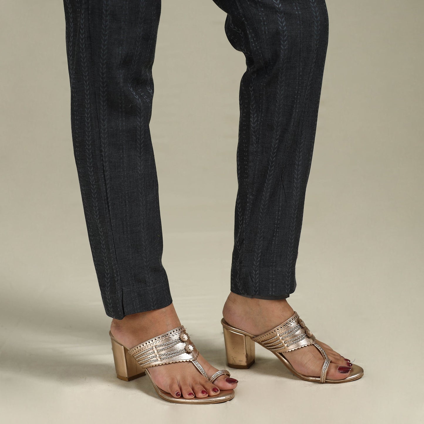 Jacquard weave cotton elasticated pant 15 - s - handcrafted