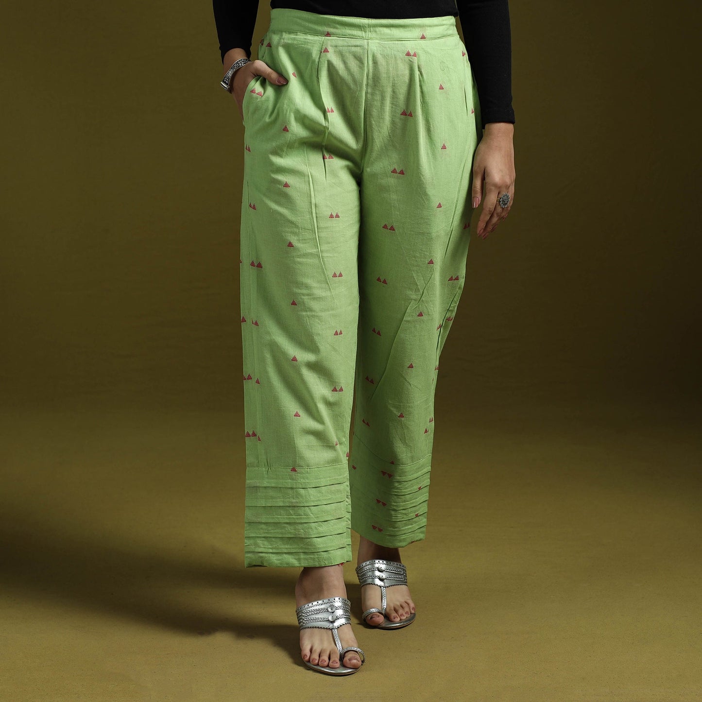 Jacquard weave cotton elasticated pant 16 - handcrafted