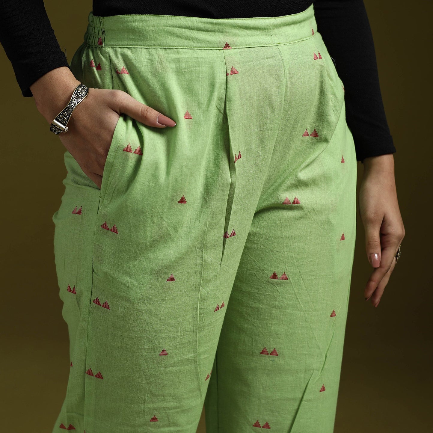 Jacquard weave cotton elasticated pant 16 - handcrafted