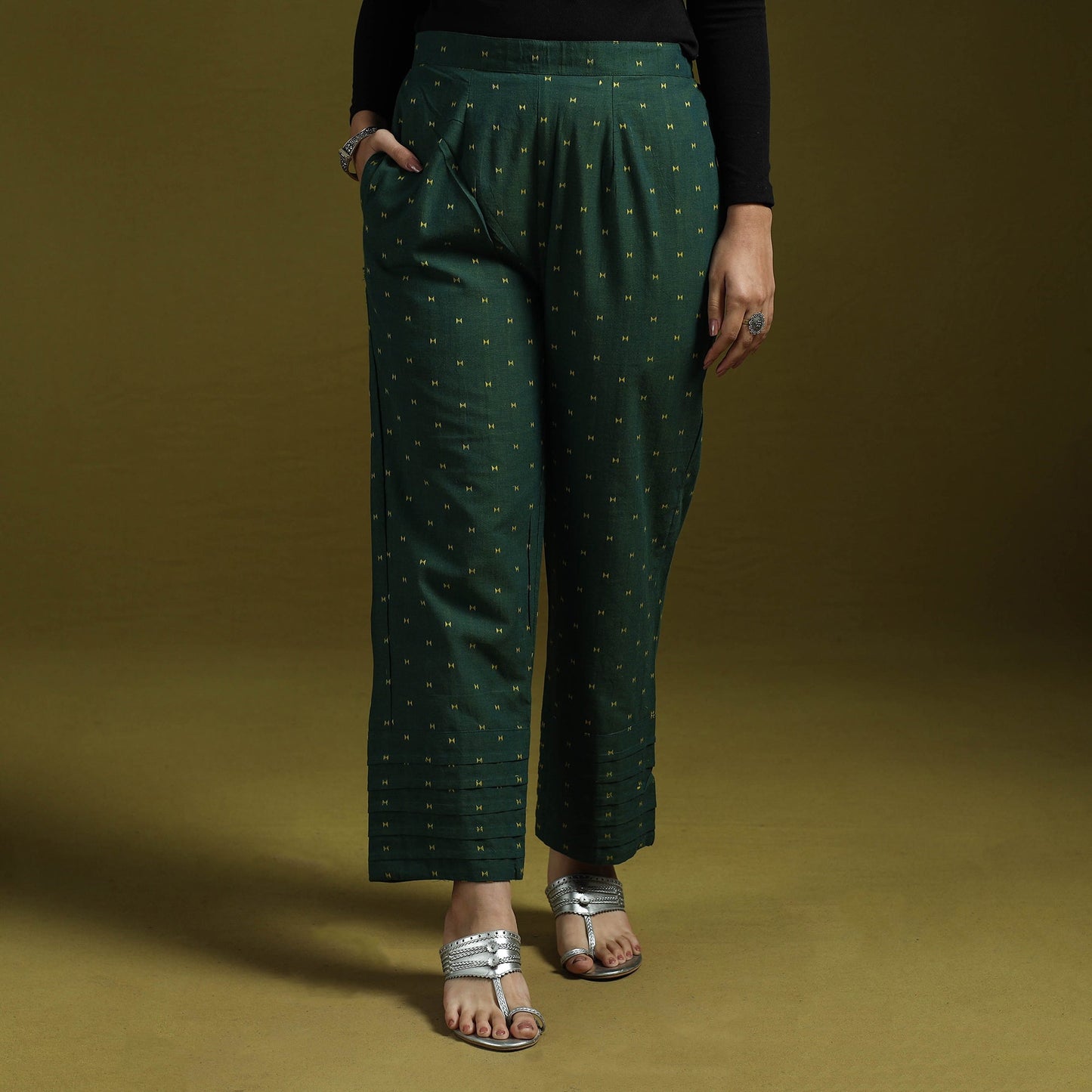 Jacquard weave cotton elasticated pant 17 - handcrafted