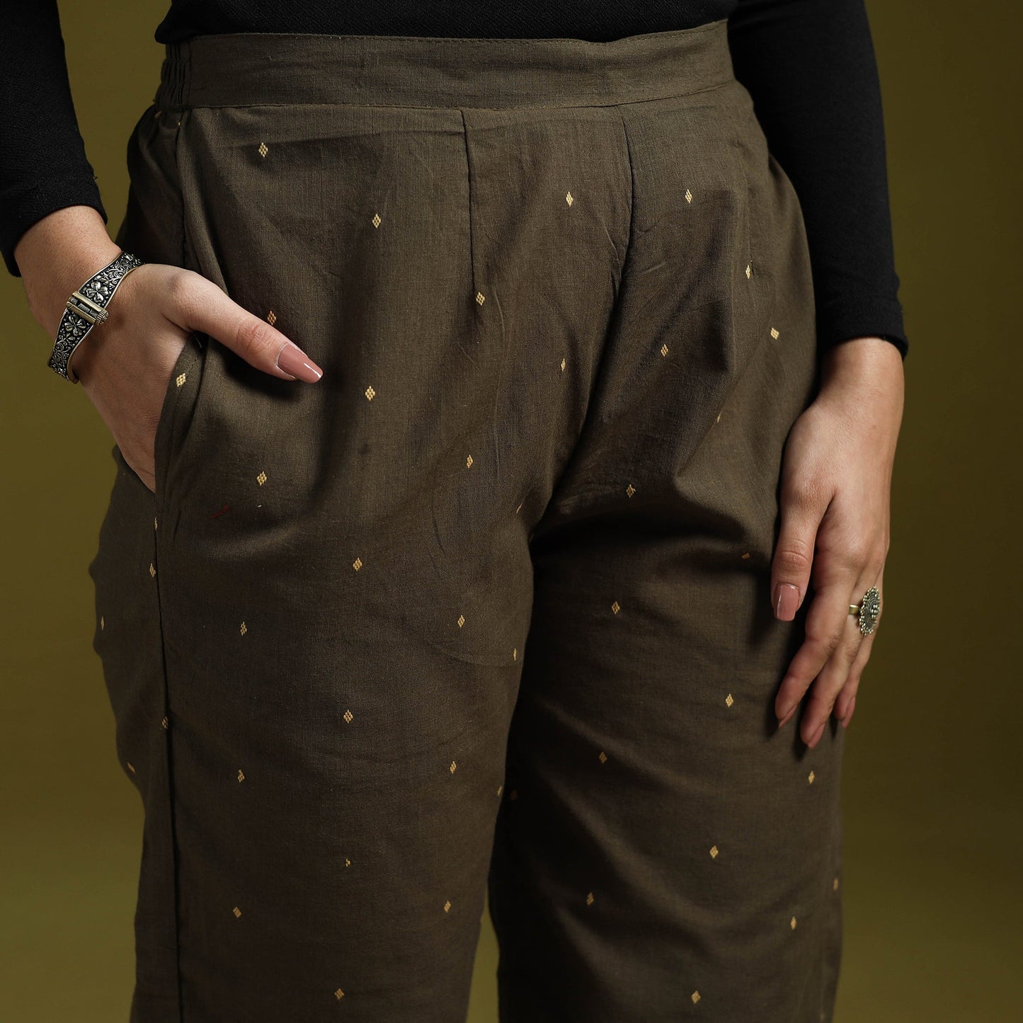 Jacquard weave cotton elasticated pant 18 - handcrafted