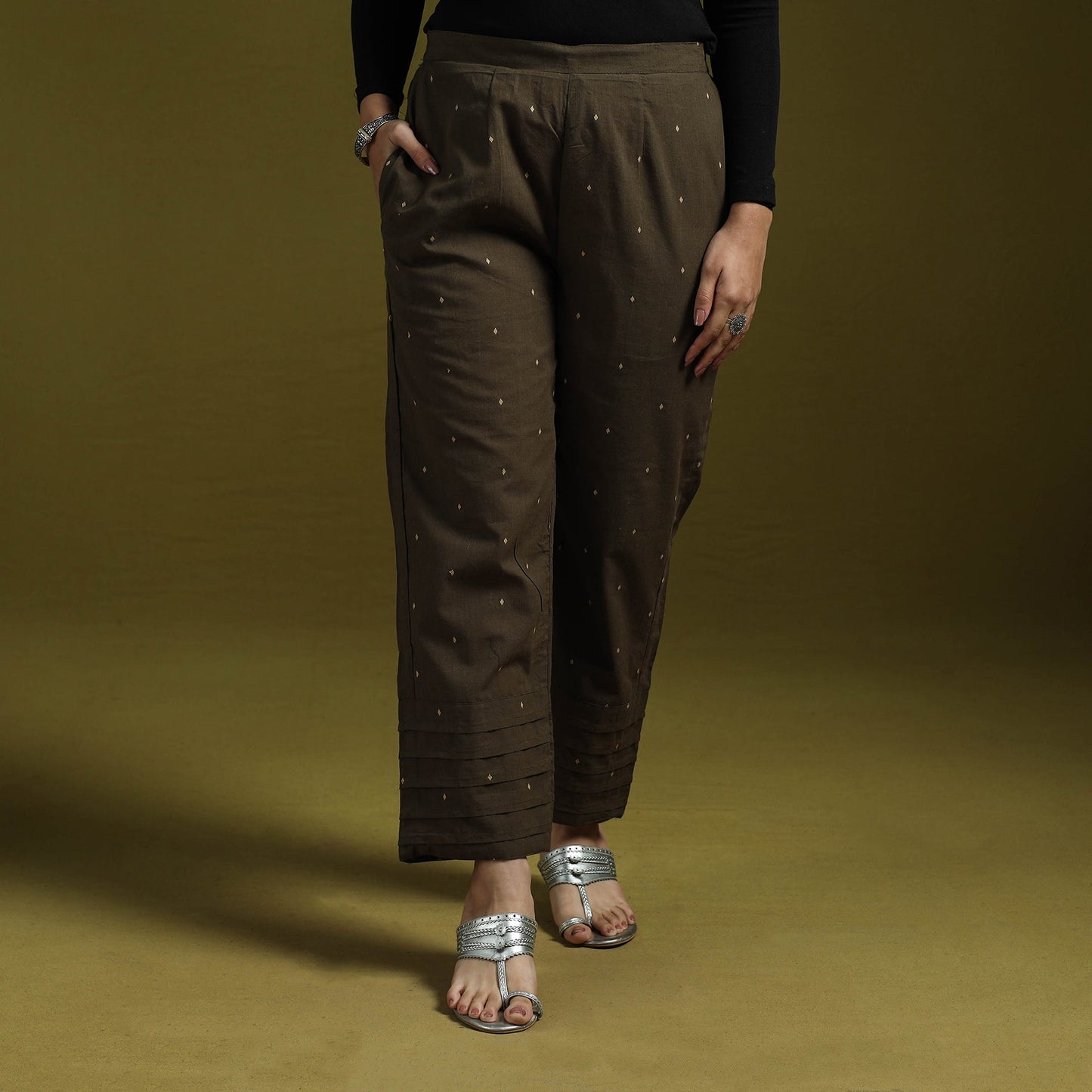 Jacquard weave cotton elasticated pant 18 - handcrafted