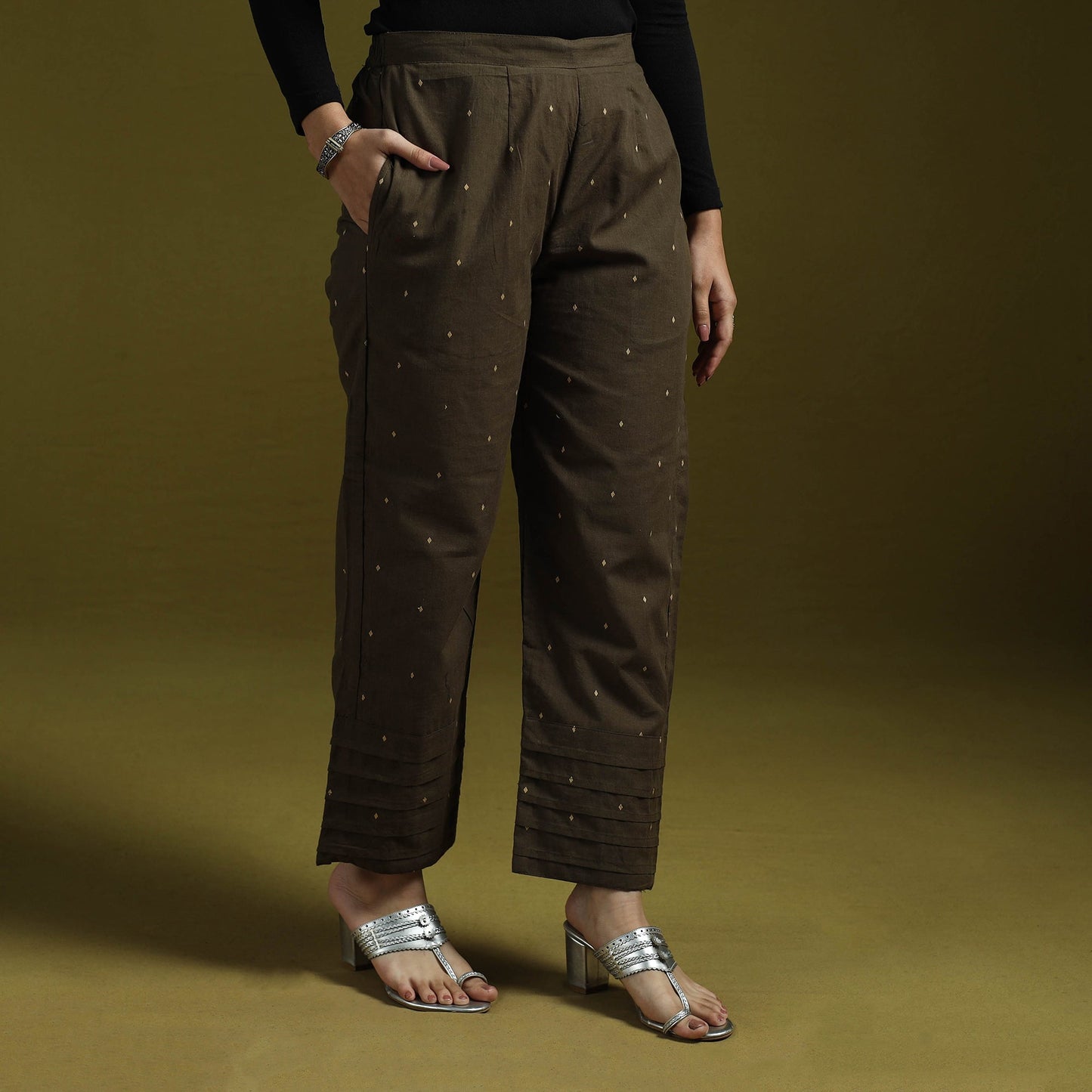 Jacquard weave cotton elasticated pant 18 - handcrafted