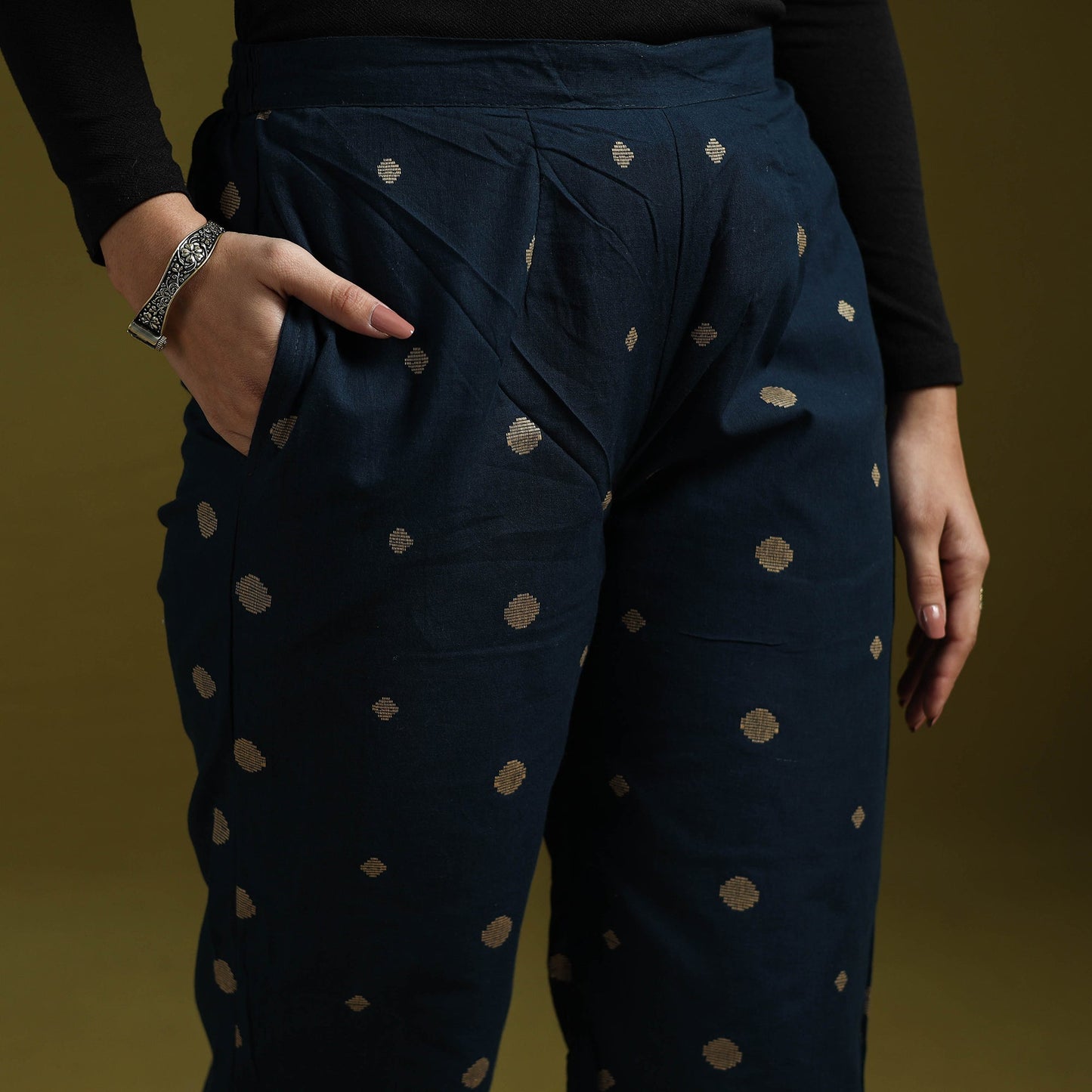 Jacquard weave cotton elasticated pant 20 - handcrafted