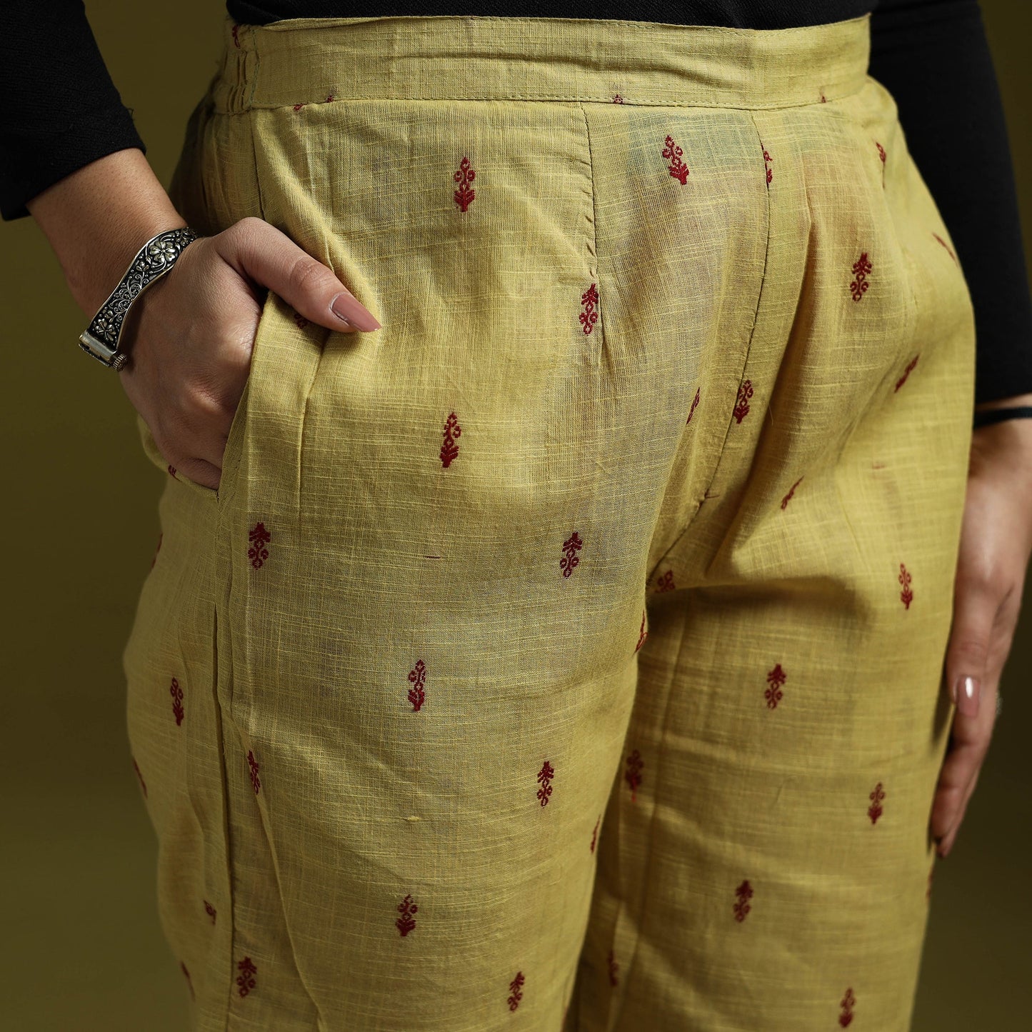 Jacquard weave cotton elasticated pant 21 - handcrafted