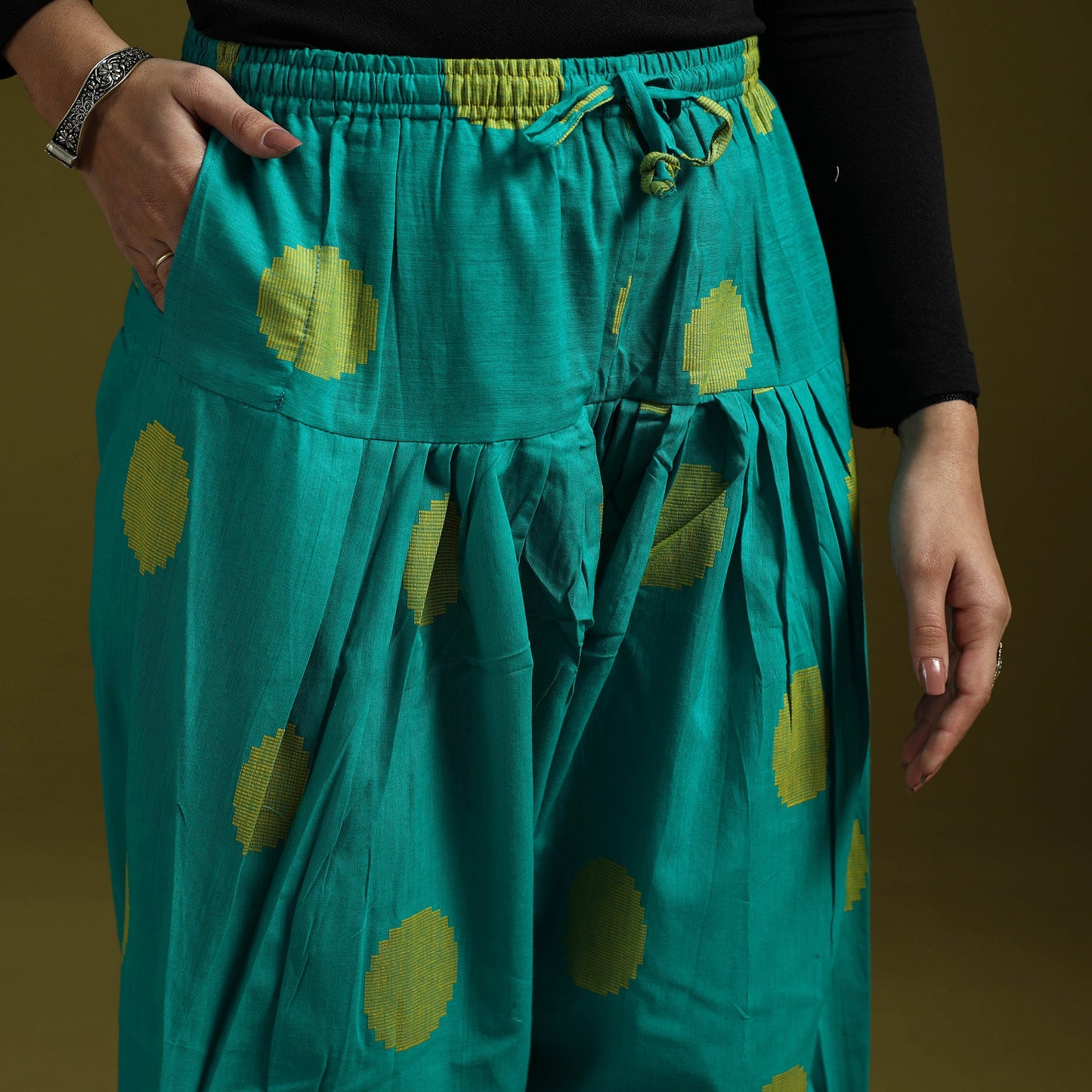 Jacquard weave cotton elasticated salwar 08 - handcrafted