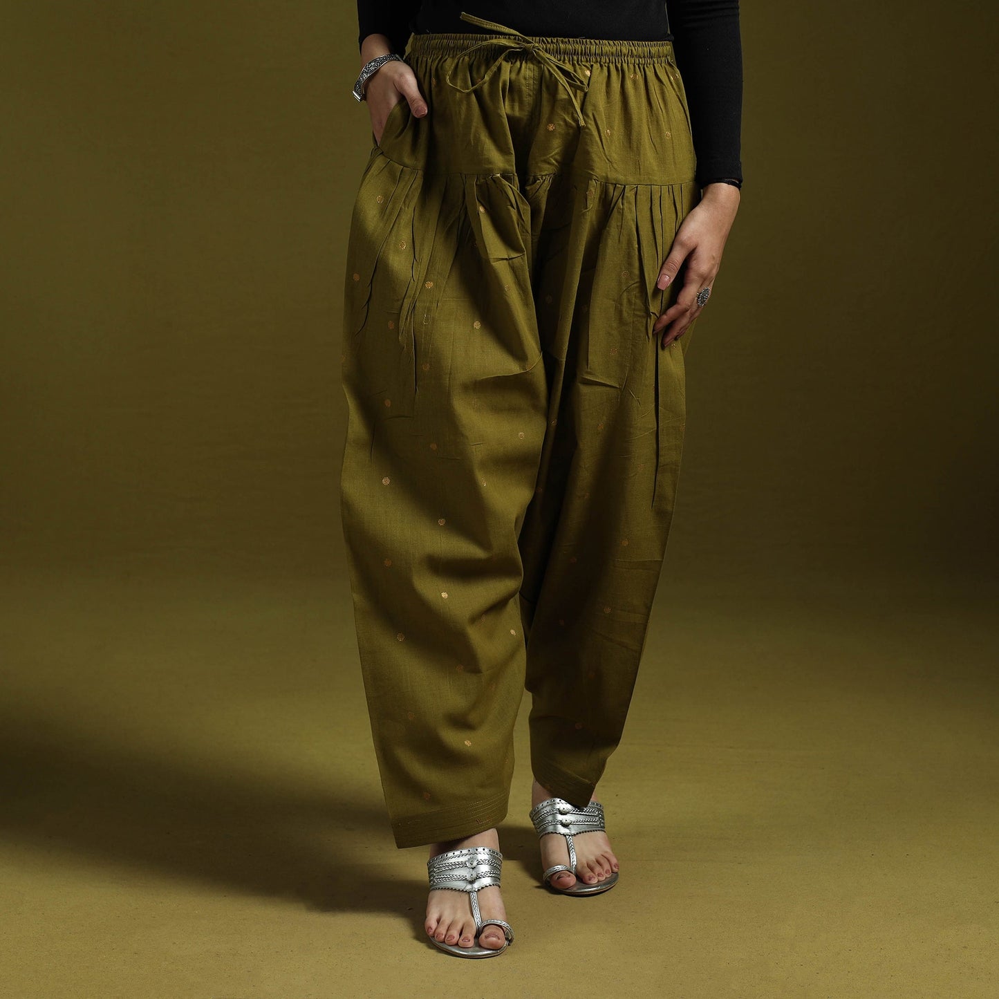 Jacquard weave cotton elasticated salwar 10 - handcrafted