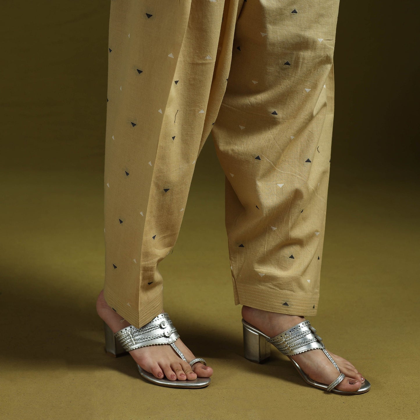 Jacquard weave cotton elasticated salwar 11 - handcrafted