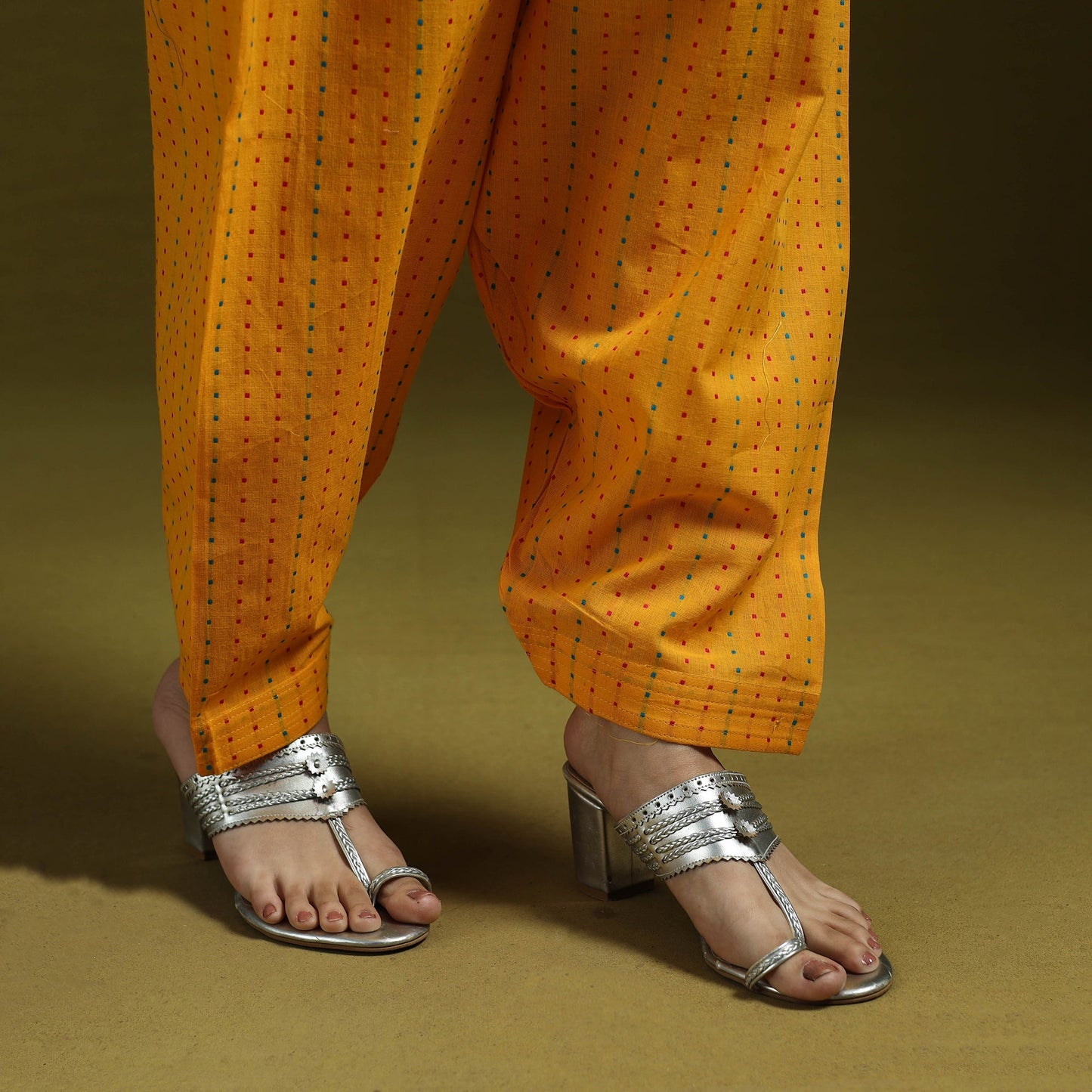 Jacquard weave cotton elasticated salwar 13 - handcrafted