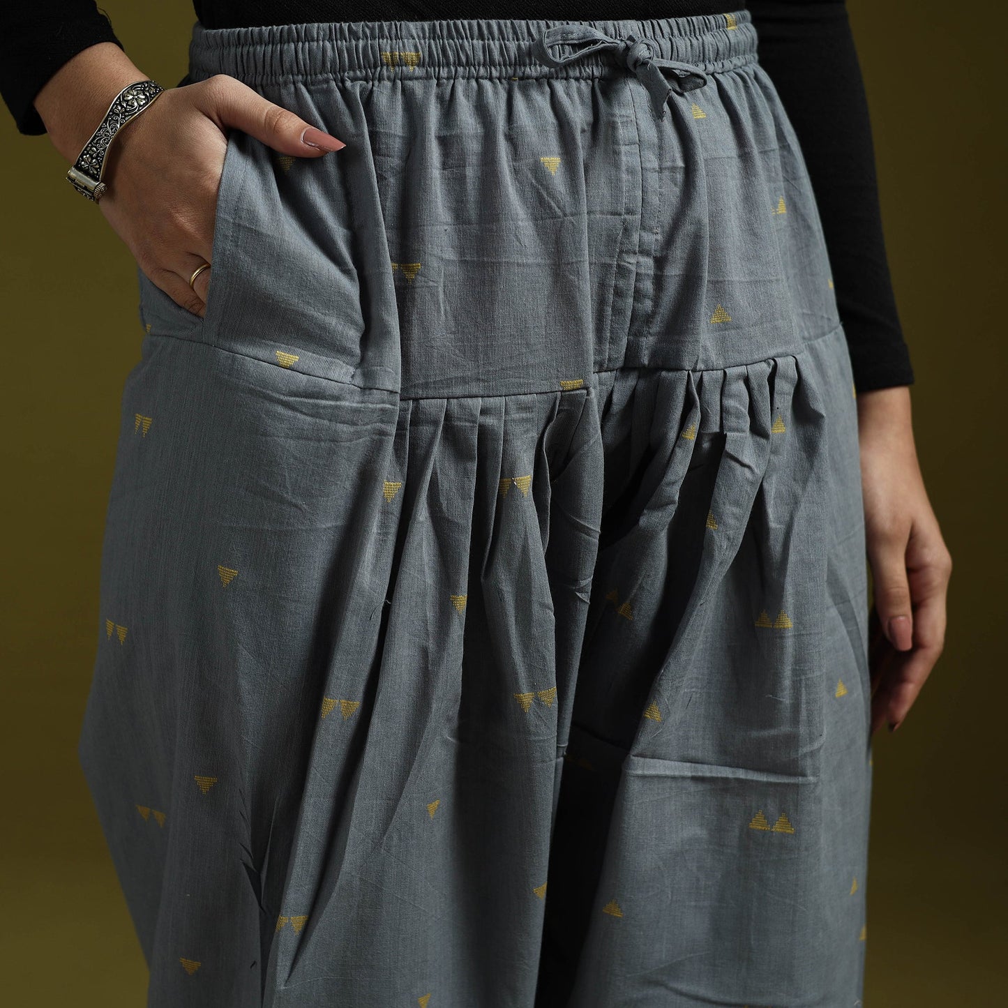 Jacquard weave cotton elasticated salwar 14 - handcrafted