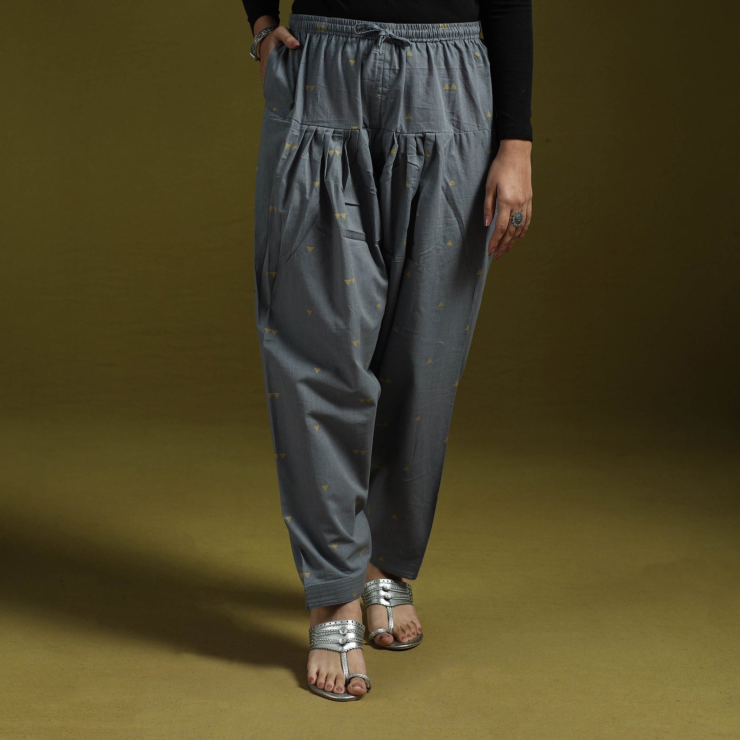 Jacquard weave cotton elasticated salwar 14 - handcrafted