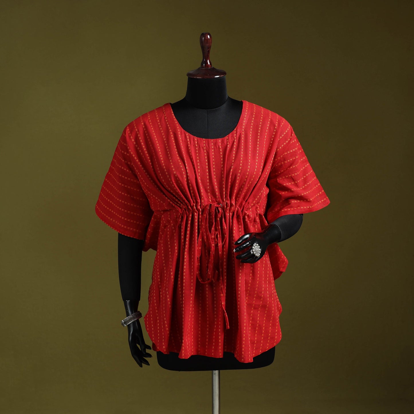 Jacquard weave cotton kaftan (short) 02 - handcrafted