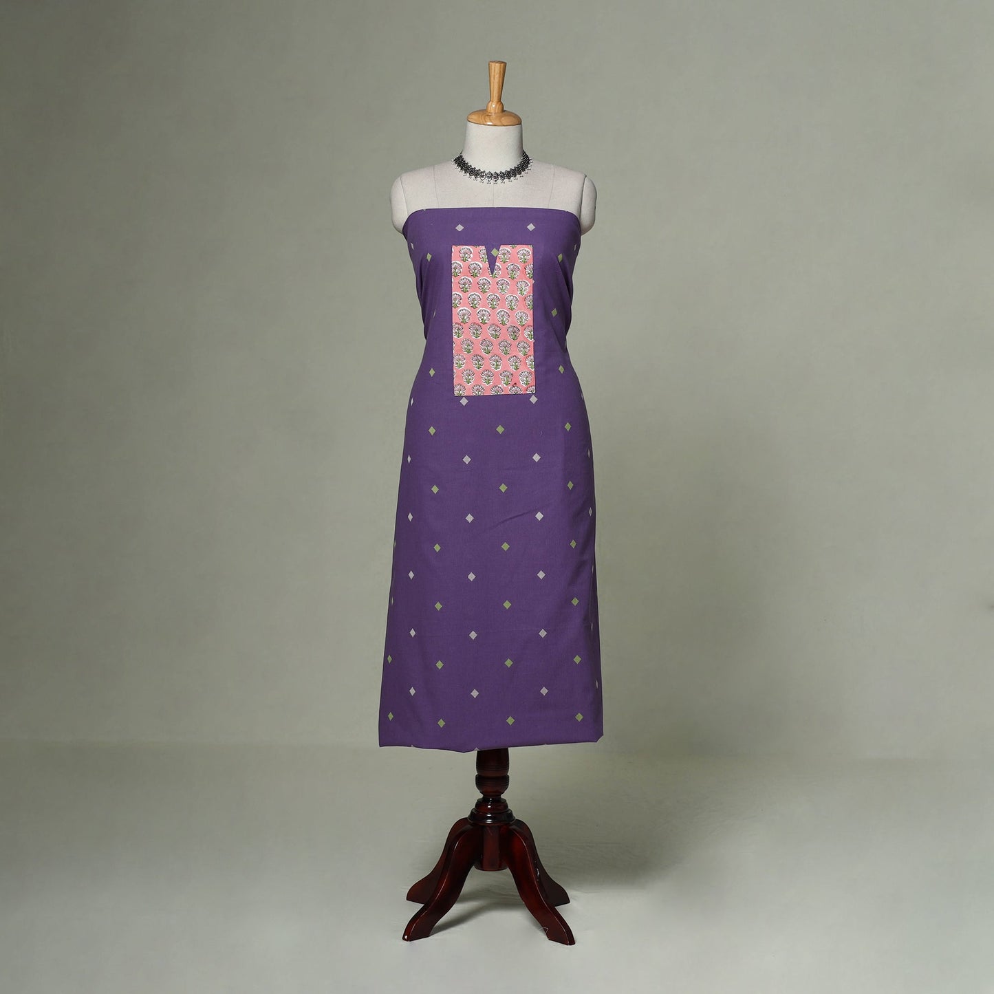 Jacquard weave cotton patchwork unstitched kurta material