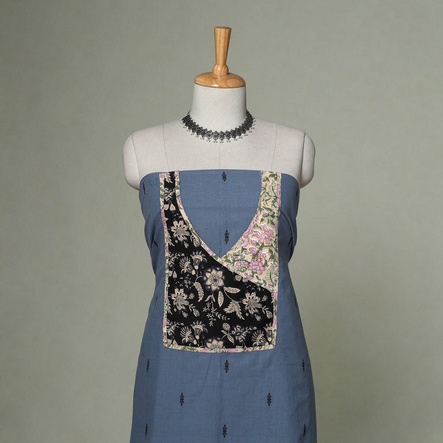 Jacquard weave cotton patchwork unstitched kurta material