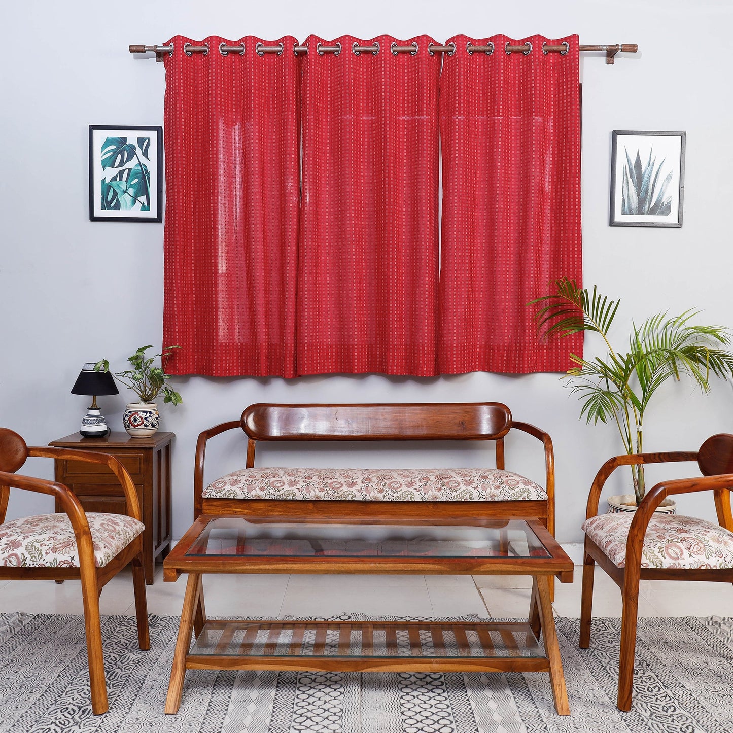 Jacquard weave cotton window curtain (5 x 3 feet) (single