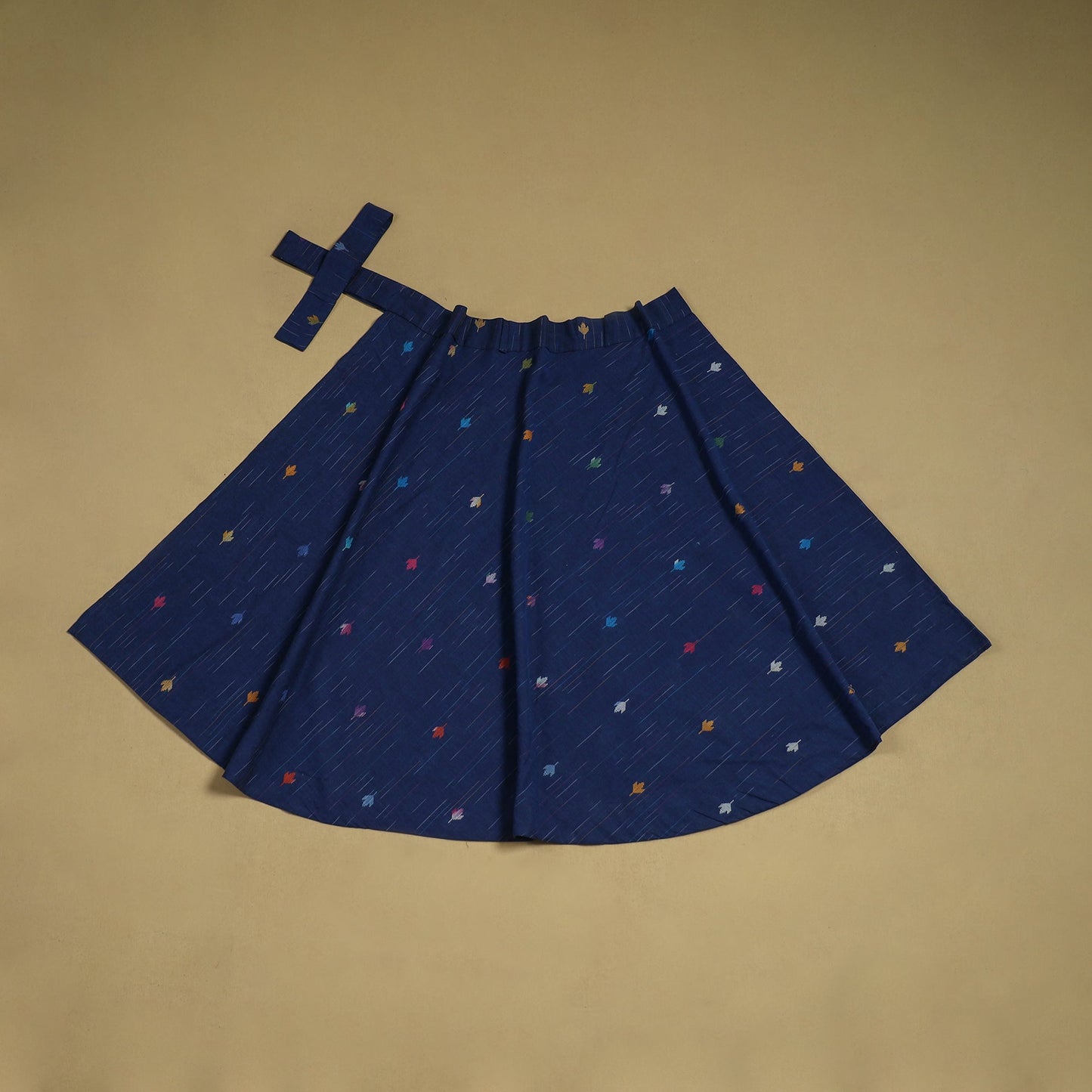 Jacquard weave cotton wrap around skirt 30 - handcrafted