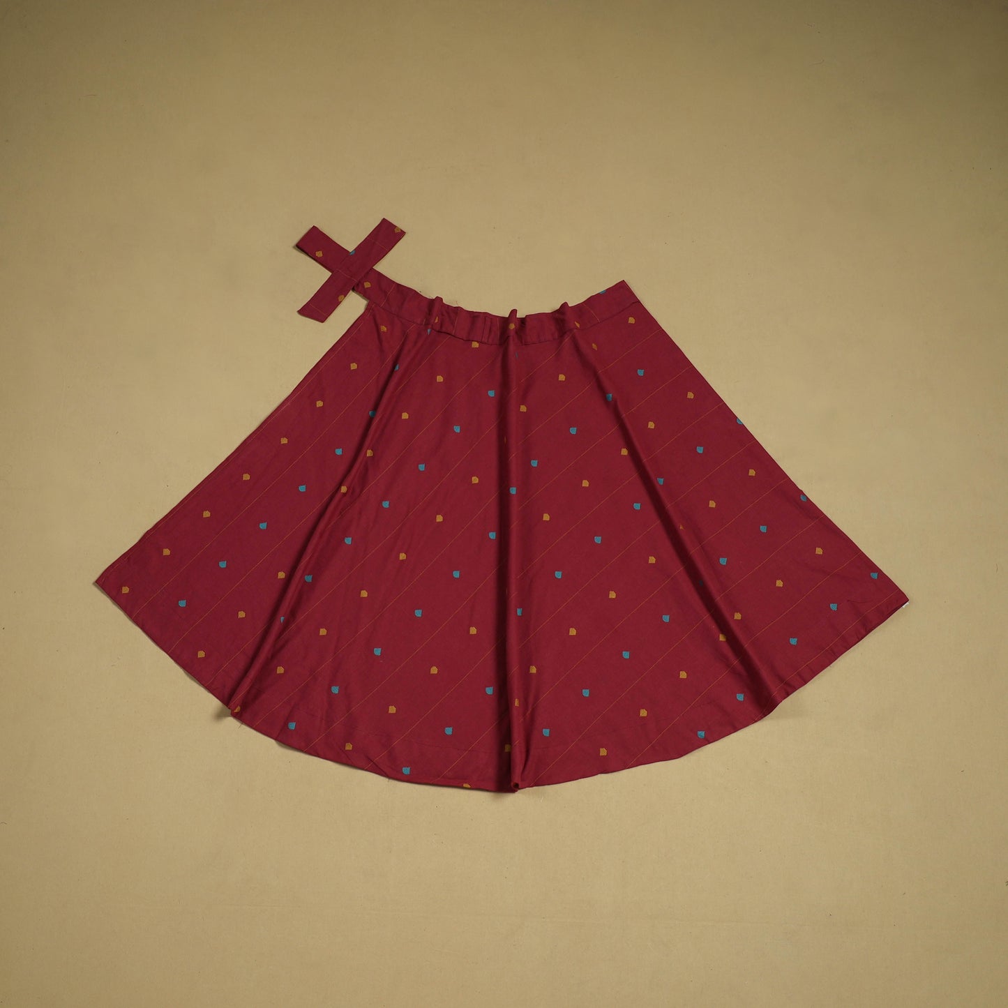 Jacquard weave cotton wrap around skirt 37 - handcrafted