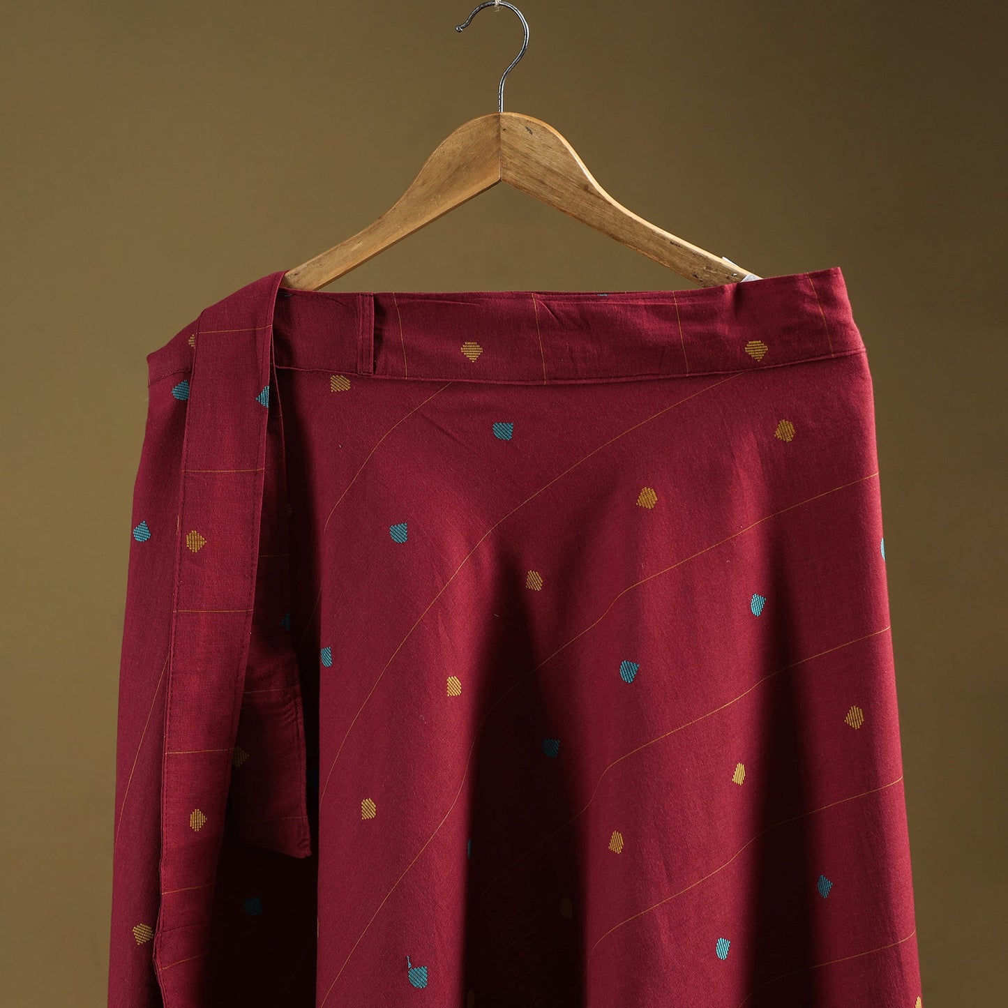 Jacquard weave cotton wrap around skirt 37 - handcrafted