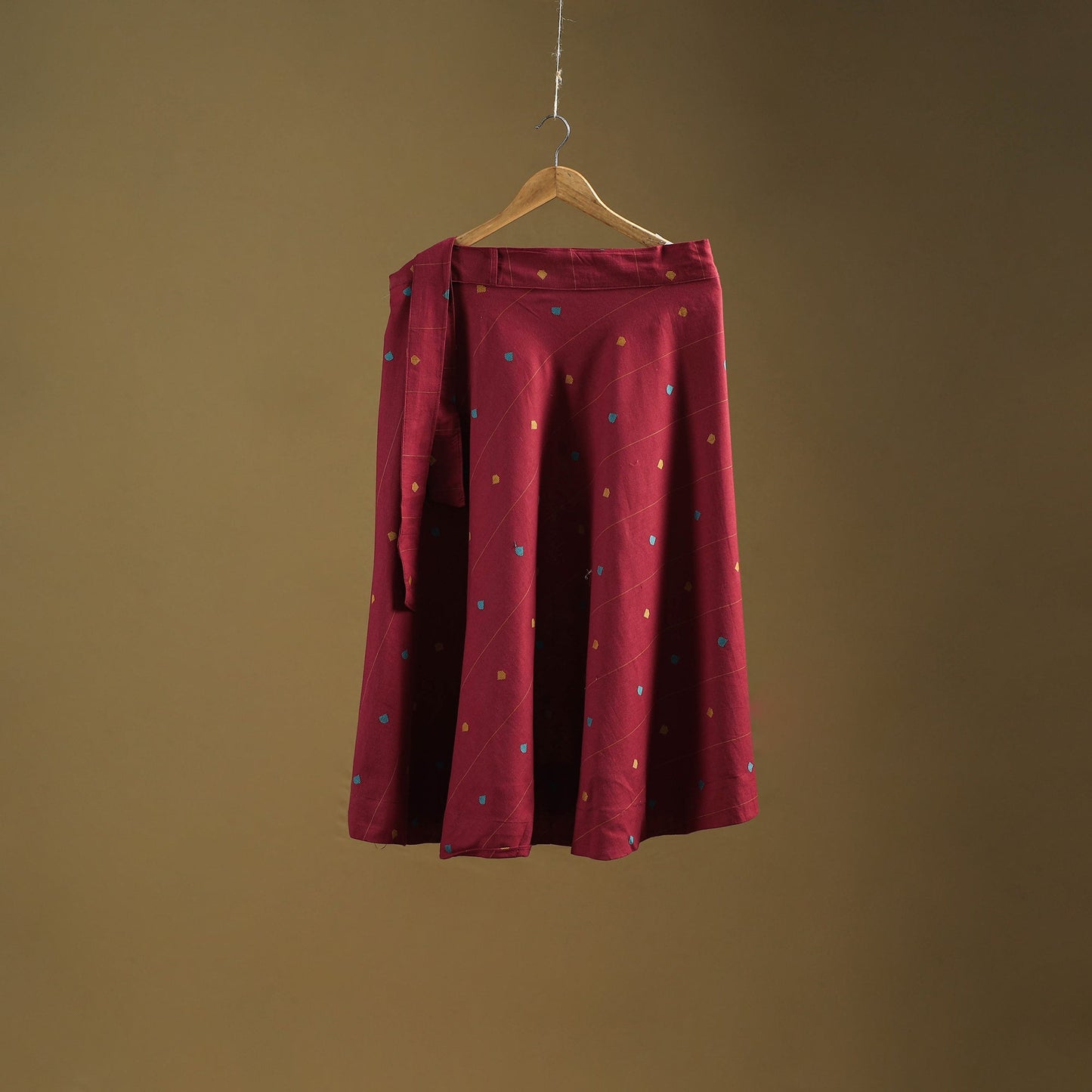 Jacquard weave cotton wrap around skirt 37 - handcrafted