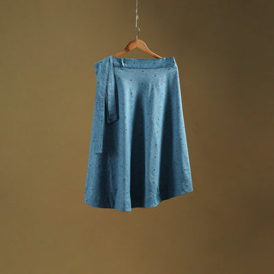 Jacquard weave cotton wrap around skirt 40 - handcrafted