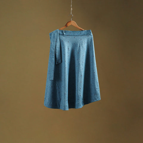 Jacquard weave cotton wrap around skirt 40 - handcrafted