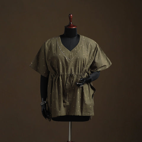 Jacquard weave gota work cotton kaftan (short) 07