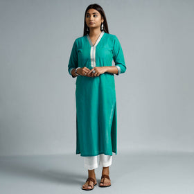 Jade green - dharwad cotton long straight kurta