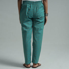 Jade green - jacquard weave cotton elasticated pant