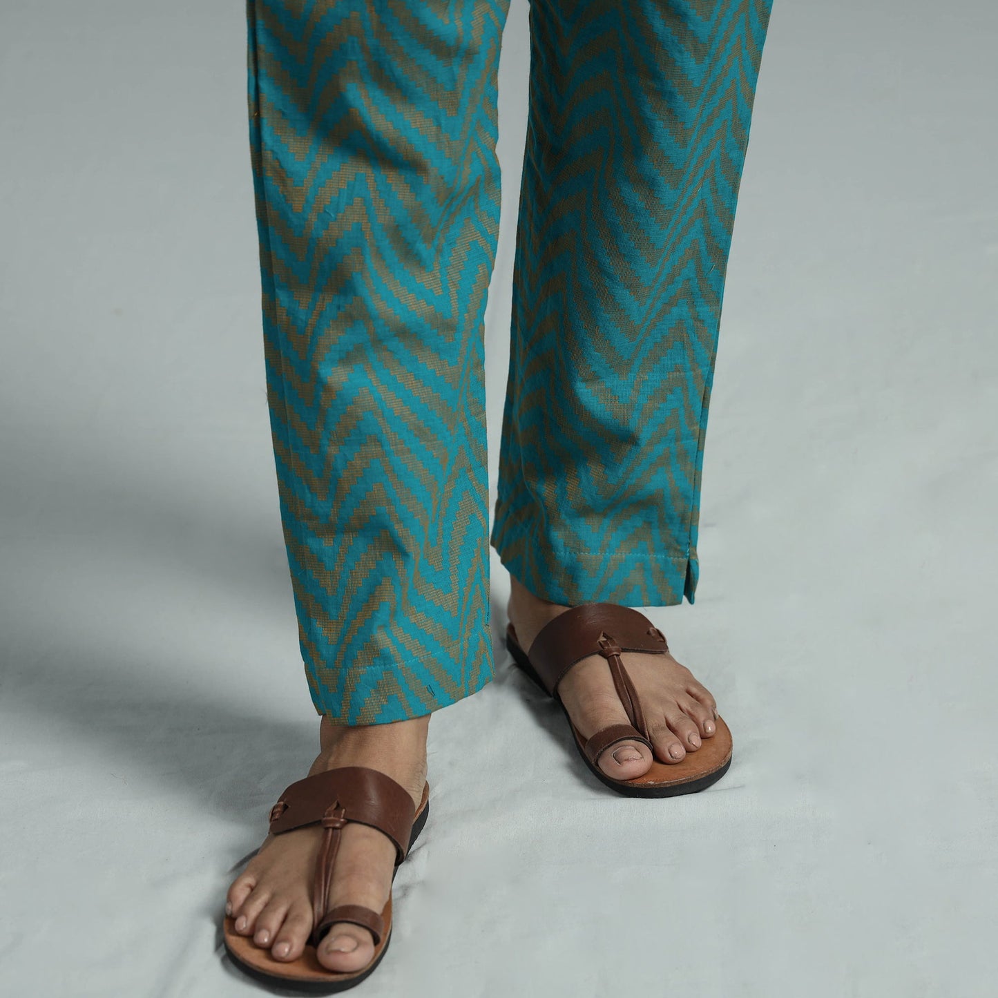 Jade green - jacquard weave cotton elasticated pant