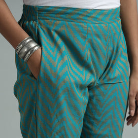 Jade green - jacquard weave cotton elasticated pant