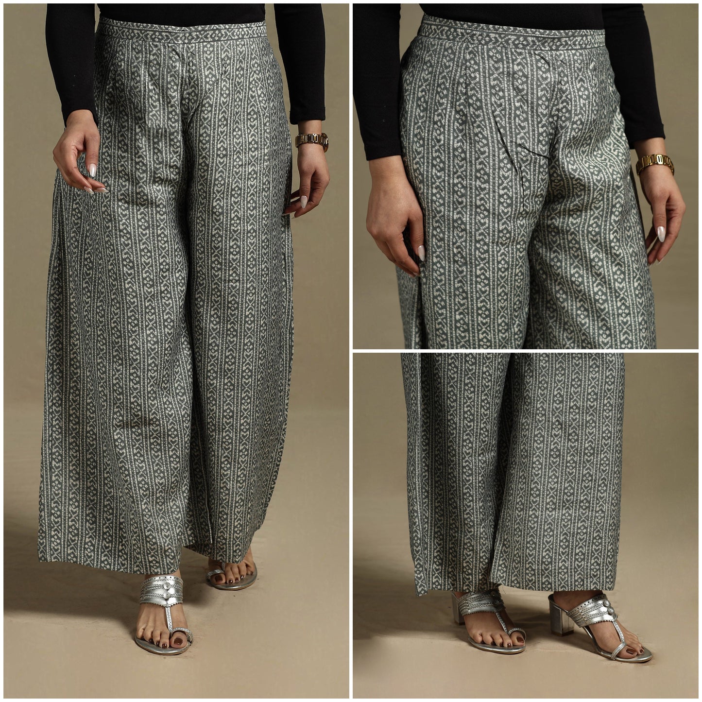 Jaipur block print cotton elasticated palazzo 40 - s