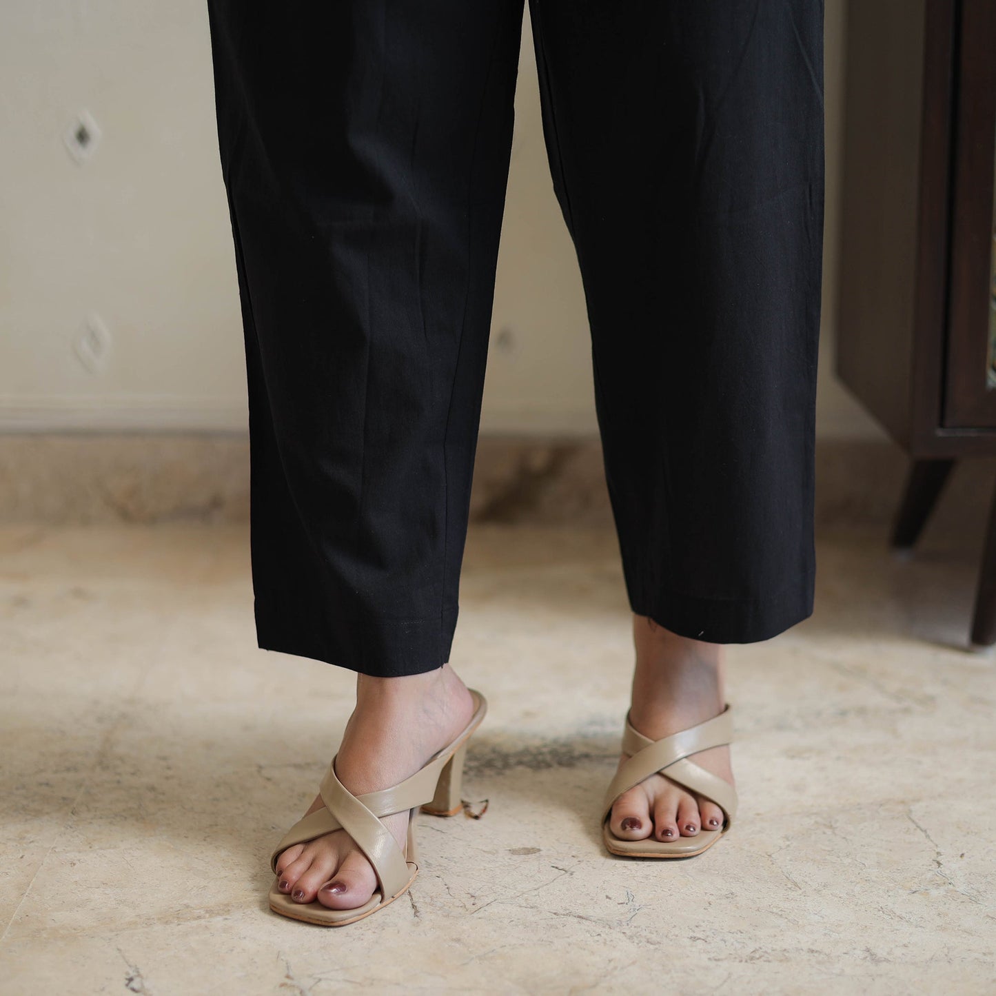 Jaipur screen printed cotton kaftan & pyjama night suit set