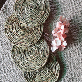  Kadam Haat Handmade Sabai Grass Round Coasters (Natural - Set of 4) Online at iTokri.com 