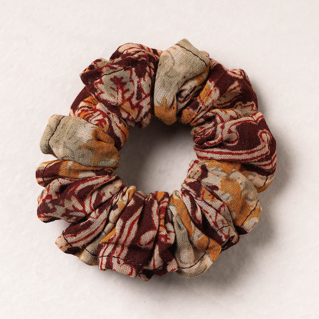   Kalamkari Block Printed Cotton Elastic Rubber Band/Scrunchie 