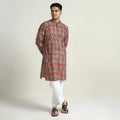 Buy Kalamkari Block Printed Cotton Men Long Kurta 05 Online at iTokri.com