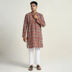Buy Kalamkari Block Printed Cotton Men Long Kurta 05 Online at iTokri.com