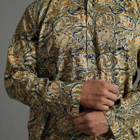 Kalamkari block printed cotton men long kurta 08