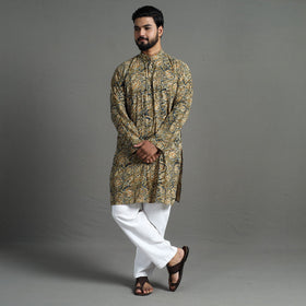 Kalamkari block printed cotton men long kurta 08