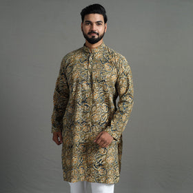 Kalamkari block printed cotton men long kurta 08