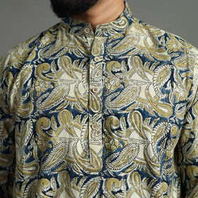  Kalamkari Block Printed Cotton Men Short Kurta 01 